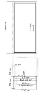 Душевая дверь Wasserkraft Salm 27I12 100x200